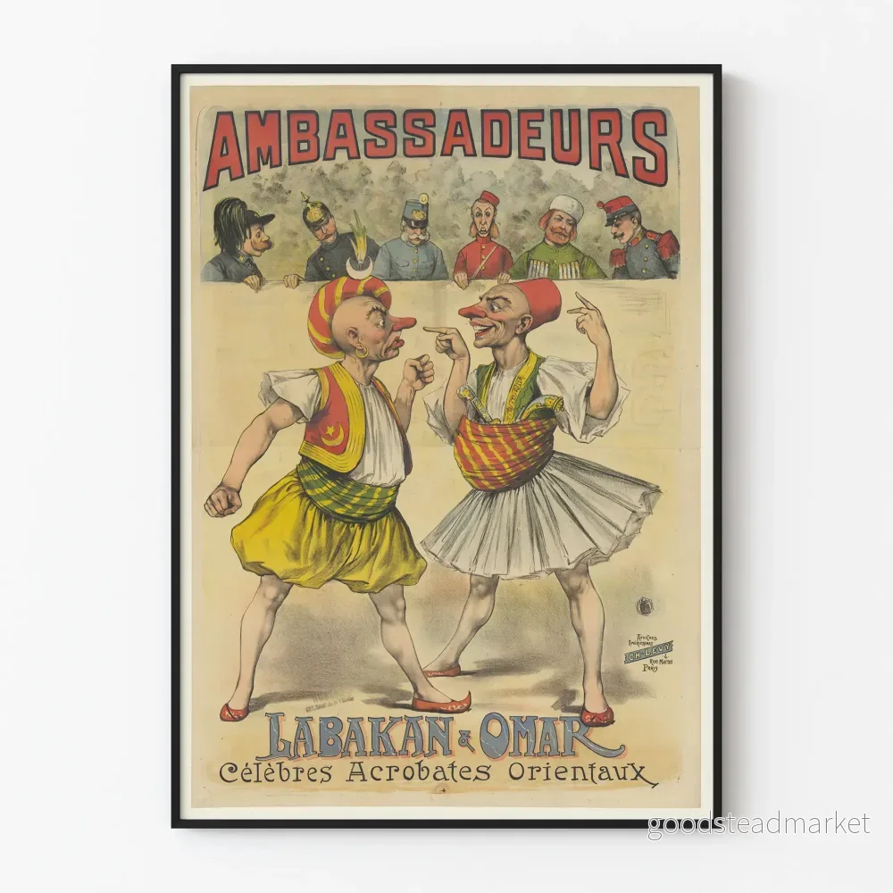 Vintageposter Ambassadeurs Labakan & Omar Orientaliska akrobater