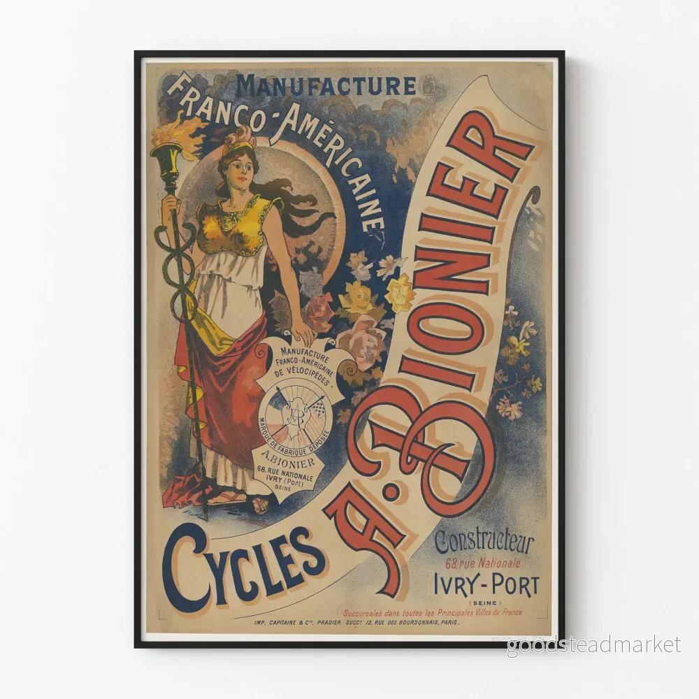 Vintageposter Cycles A. Bionier - Fransk-amerikansk tillverkning