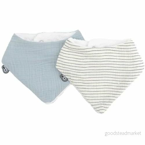 DOMIVA Set X2 BANDANA MUSSELINE BLEY DU BLÅ VINTAGE RANDIGA BOMULL 3700948338520
