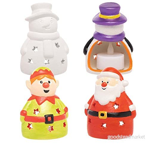 Baker Ross FC257 Keramiska värmeljushållare för jul 3 pack, värmeljus barn att dekorera och visa, perfekt julkonst hantverksprojekt 5051174126565