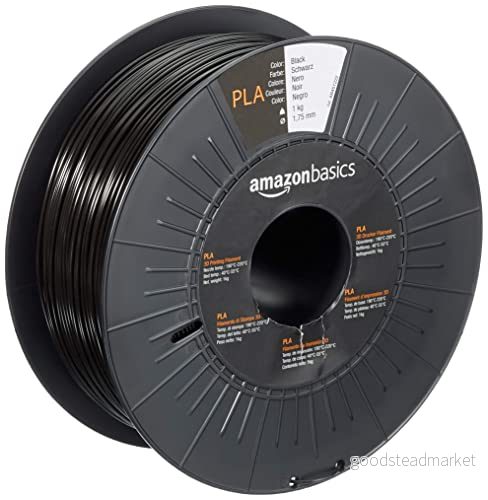 Amazon Basics PLA, 3D skrivarfilament, 1,75 mm, svart, 1 kg per spole, 3 spolar 840095800105