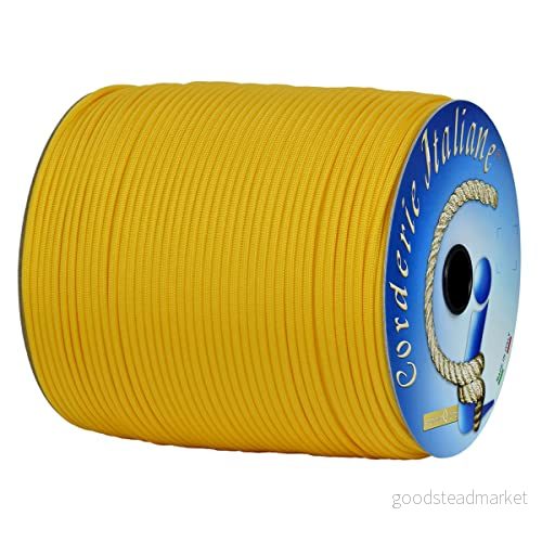 Corderie Italiane Paracord 550 Type III Basic, Gul 4 mm 100 mt, Anima 7 Fili, 100% Tillverkad i Italien 006078852 8030959078852
