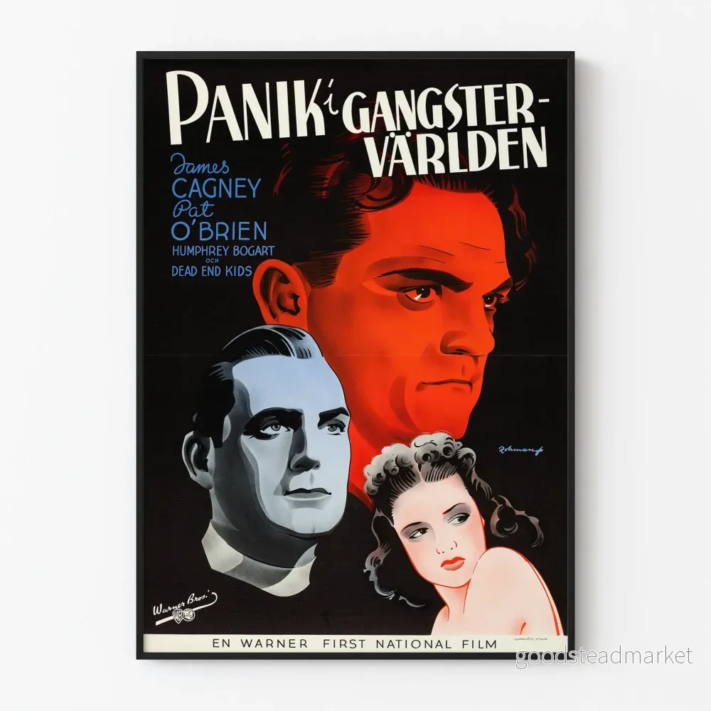Vintage gangsterfilmposter med tvåfärgad effekt