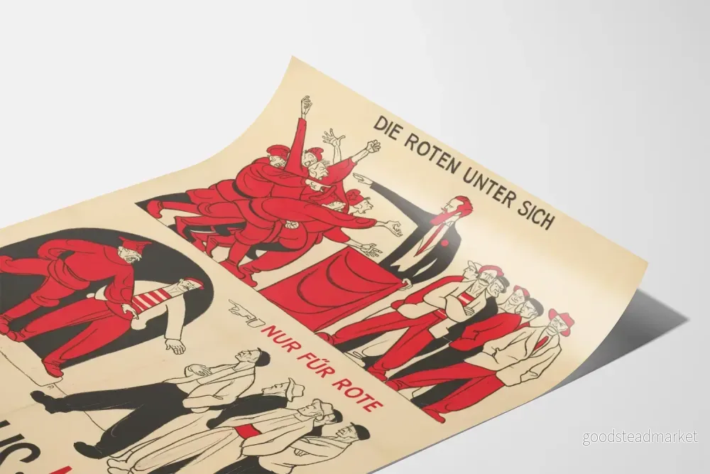 Vintage propagandaposter för tyska Volkshaus Nein, dekorativ - Bild 3