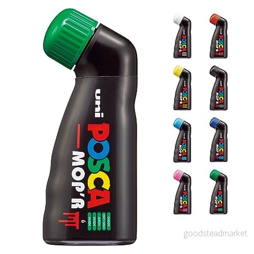 POSCA Uni Mitsubishi Pencil MOP'R Märkpenna XXL rund spets 3 19 mm ergonomisk form, halvstyv kropp vattenbaserad färgmarkör alla underlag grön 4902778284209