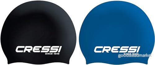 CRESSI Eddie badmössa bunt två unisex badmössor, svart/vit + blå/vit, en storlek 8022983255859