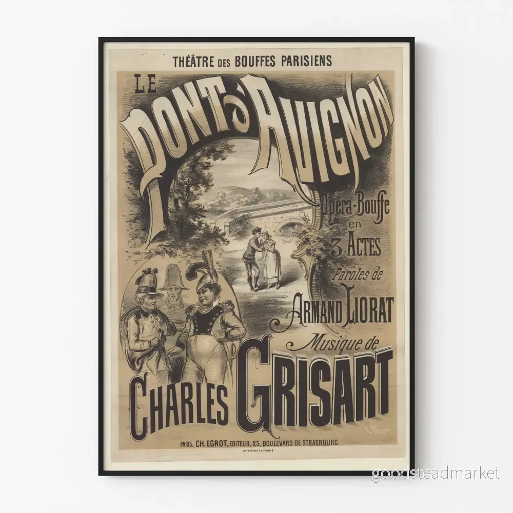 Vintageposter Le Pont d'Avignon - Théâtre des Bouffes Parisiens