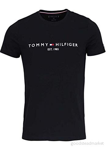 Tommy Hilfiger Logo Tee Tshirt med print - Small - Black 8719858801685