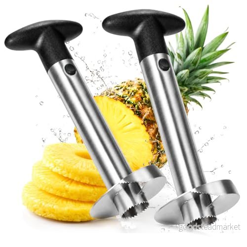 COM FOUR® 2x ananasfräs 3 i 1 ananasskalare tillverkad av rostfritt stål, tål maskindisk ananaskärare med vasst blad (02 stycken ananasskärare) 4251285560222