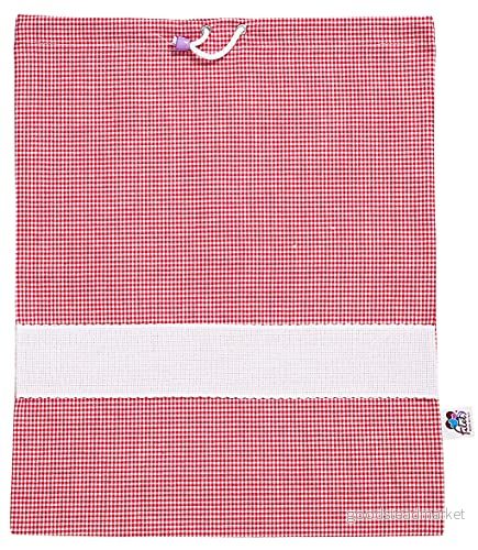 Filépåse, rutig, färgad, tillverkad av garn med Aida tyg, för brodering, röd och vit, 45 g, röd, 34 x 42 cm 8055727210951