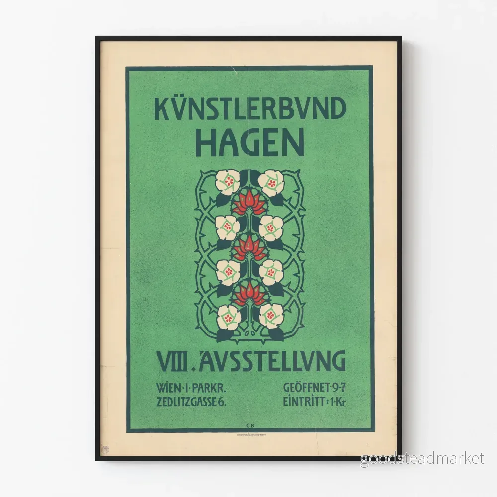 Vintage affisch Kunstlerbund Hagen för väggdekoration