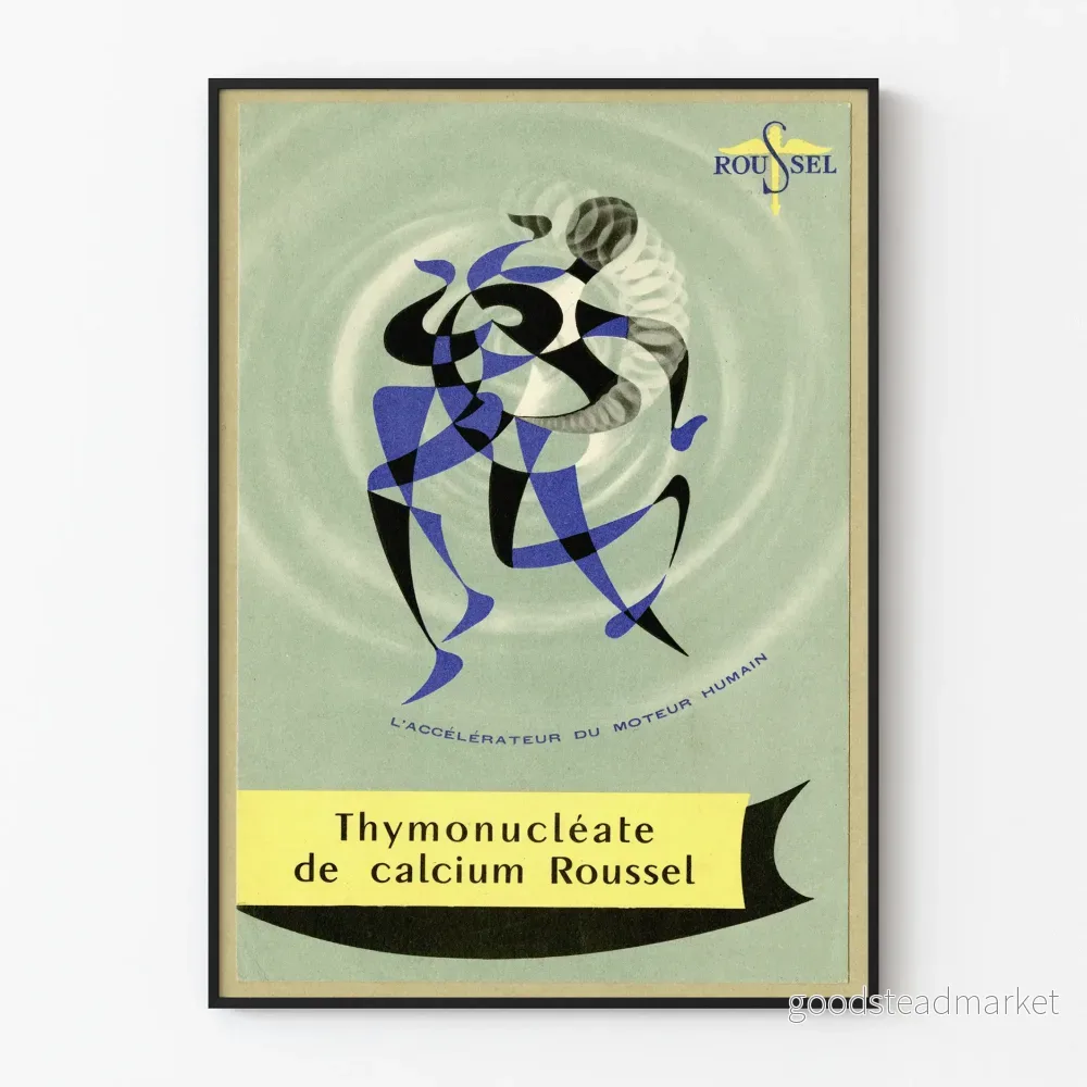 Vintageposter för kalciumthymonukleat Roussel - Vetenskaplig väggdekoration