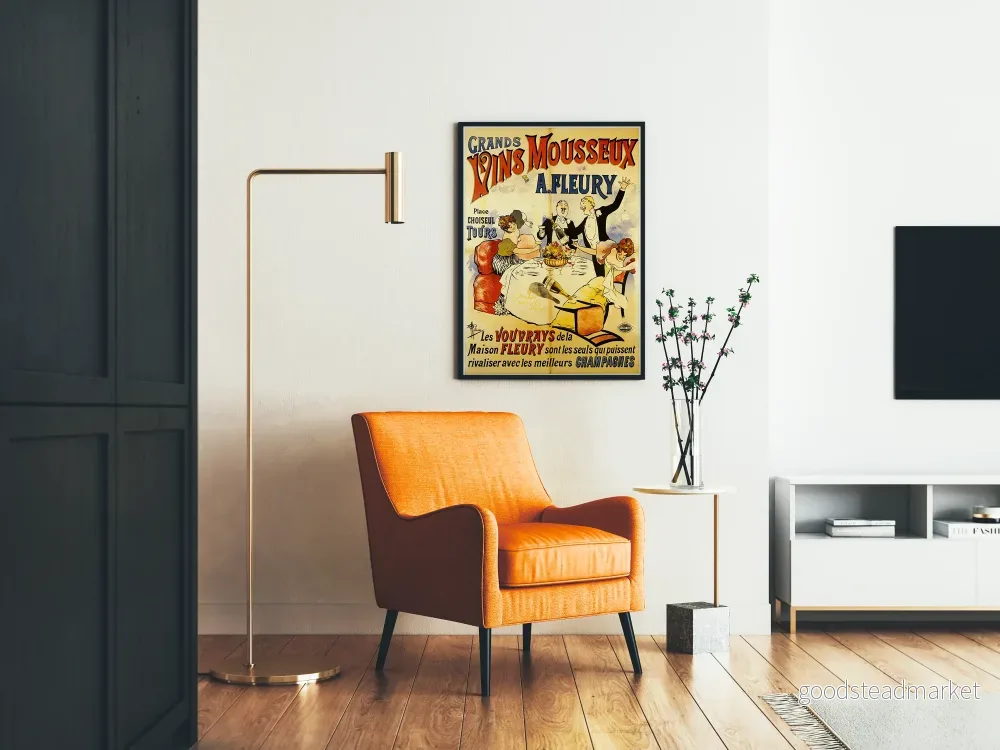Vintageposter för stora mousserande viner på Fleury – Retro väggdekoration - Bild 2