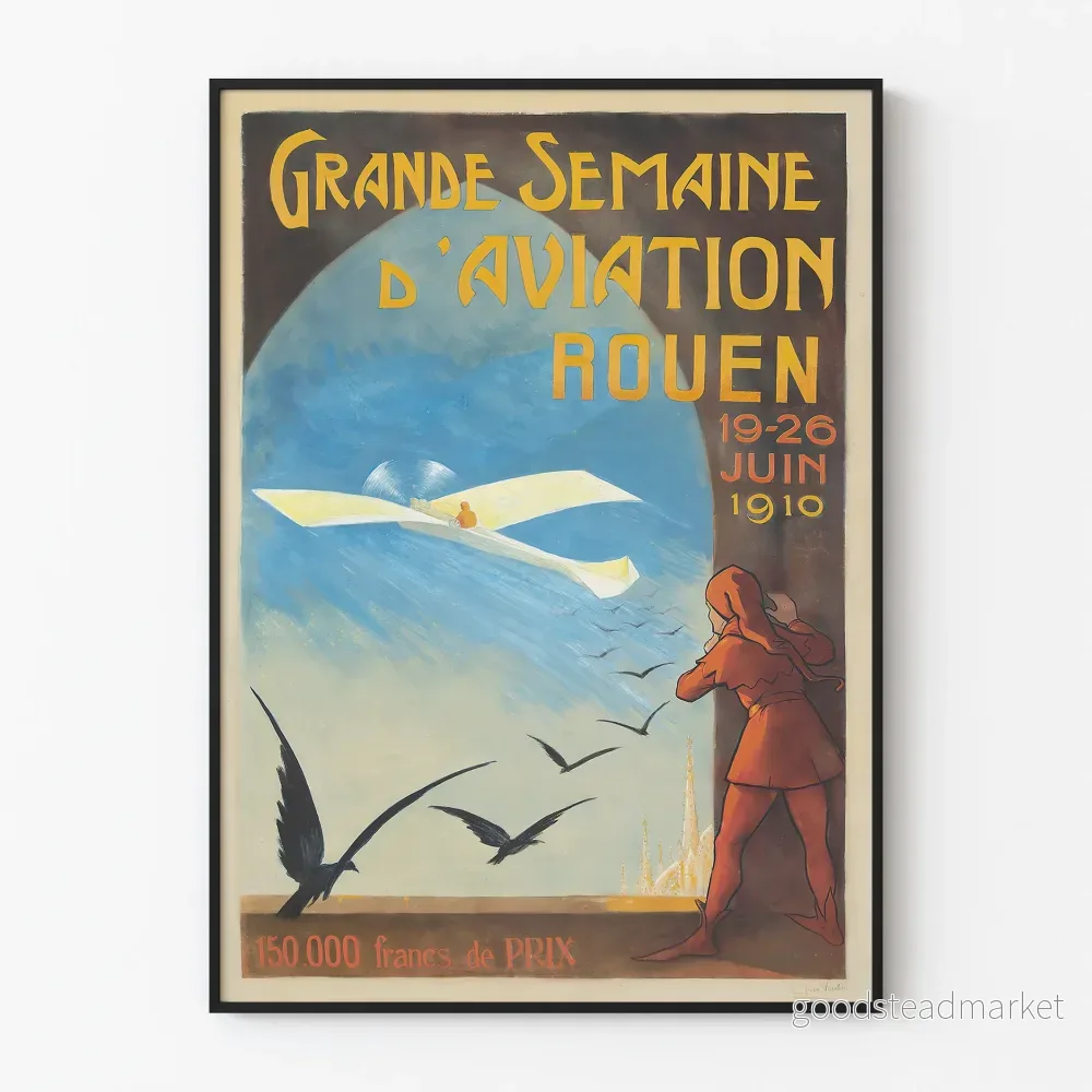 Vintageposter Storflygveckan Rouen 1910