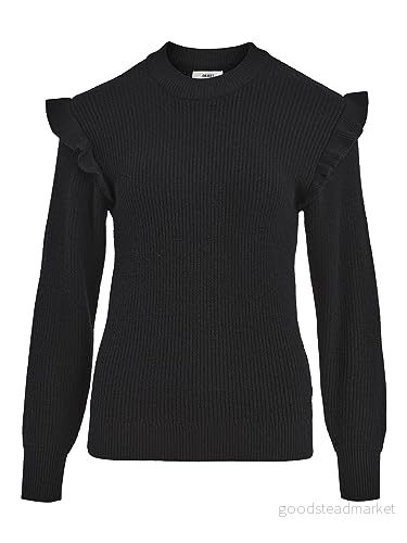 Object Objmalena L/S Ruffel NOOS Stickad tröja, Storlek: Small, Black 5713789057770