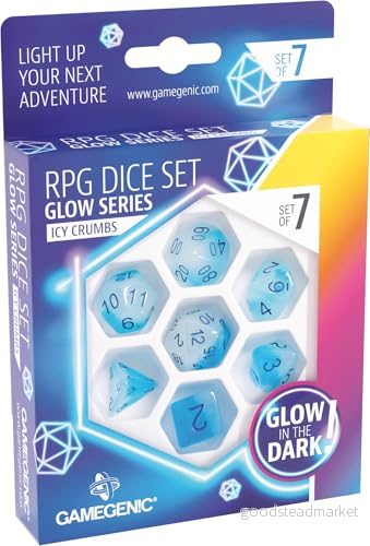 UNIT Gamegenic Glow Series Icy Crumbs RPG Dice Set (7 pcs) Blue 4251715405352
