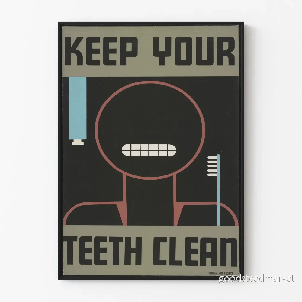 Vintageposter Keep Your Teeth Clean för väggdekoration