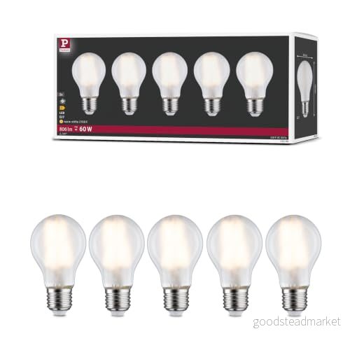Paulmann 29090 Filament 230V LED glödlampa E27 5 pack 5x7 W 5x806 lm 60 mm Matt Glas 2700 K Varmvit 4000870290903