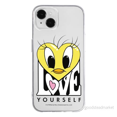 ERT GROUP mobiltelefonfodral för Iphone 14 originalt och officiellt licensierat Looney Tunes mönster Tweety 015 optimalt anpassad till formen på mobiltelefonen, gedeeltelijk transparant 5905795098285