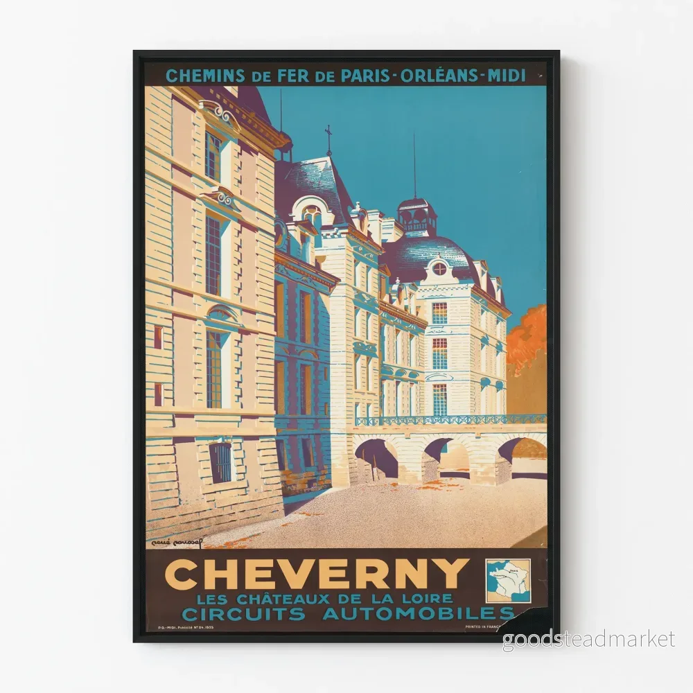 Vintageposter Château de Cheverny - Loire bilrundturer