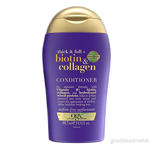 OGX Thick & Full + Biotin Collagen balsam (88,7 ml), näringsrik volymbalsam hårbalsam med biotin, kollagen och veteproteiner, hårvård, sulfatfri 22796978714