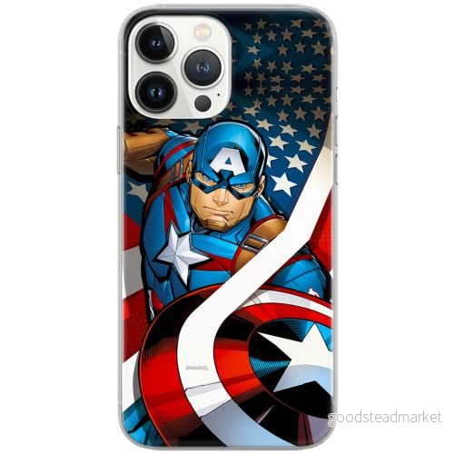 ERT GROUP mobiltelefonfodral för Iphone 13 PRO MAX originalt och officiellt licensierat Marvel mönster Captain America 004 Vit optimalt anpassad, fodral tillverkad av TPU plast 5903932926187