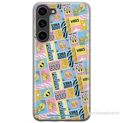 ERT GROUP mobiltelefonfodral för Samsung S23 originalt och officiellt licensierat Looney Tunes mönster Tweety 012 optimalt anpassad till formen på mobiltelefonen, fodral tillverkad av TPU plast 5905795094232