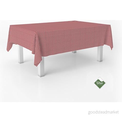 ECOMMERC3 Vichy fläckbeständig bordsduk för rektangulärt bord storlek 100 x 140 cm med extra mjuk känsla och vattentät röd färg 8435767370998