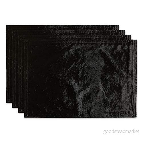 DII Velvet Collection Tabletop, Placemat Set, Black 4 Piece 72456119520
