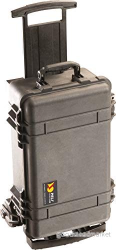 PELI 1510M lätthanterlig skyddsväska med hjul och teleskophandtag, IP57 vatten dammtät, 27 liters kapacitet, tillverkad i USA, inget skum, svart 19428118945