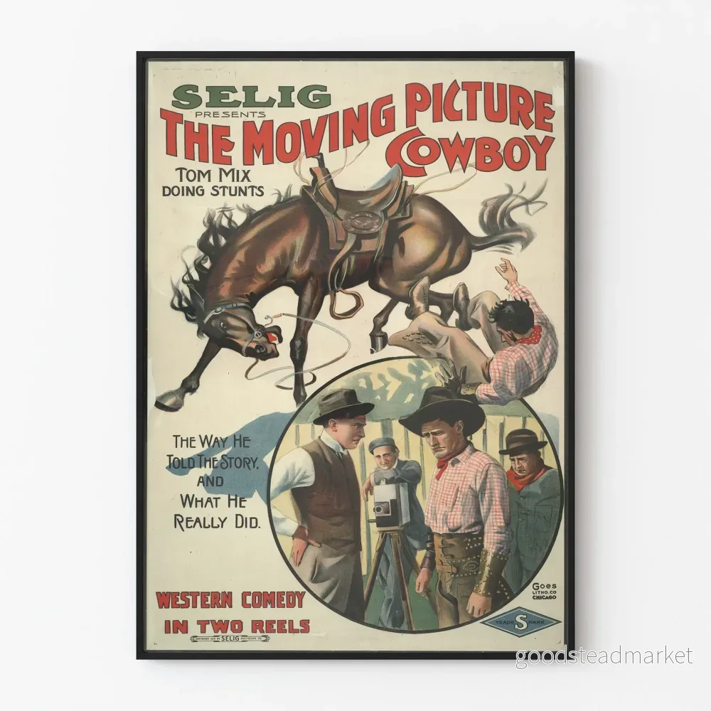Vintage västernposter The Moving Picture Cowboy - Tom Mix i Cascade