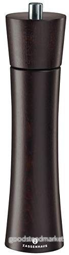 Zassenhaus Pepparkvarn Frankfurt 24 cm, bok mörkbrun med steglöst justerbar högpresterande keramisk kvarn, fylld 4006528021295