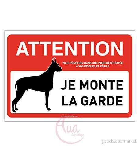 AUA SIGNALETIQUE Varning hundskylt : I Monte the Guard 210 x 150 mm, PVC 1,5 mm 3666180026895