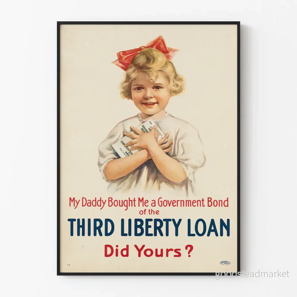 Vintageposter för tredje Liberty-lånet - Patriotisk väggdekoration
