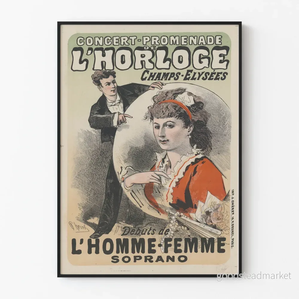 Vintageposter av Konsert-Promenad vid Uret på Champs-Élysées