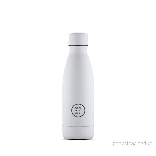Cool Bottles Vattenflaska i rostfritt stål 350 ml Mono White 25,10 x 7 cm Lufttät termosflaska kalla drycker 36 timmar och varma 18 Triple Technology BPA fri 8436583301951