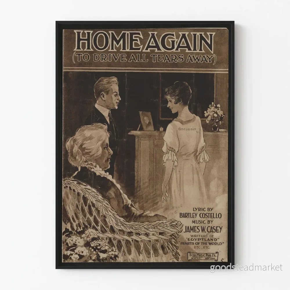 Vintageposter Home Again - Retro väggdekoration
