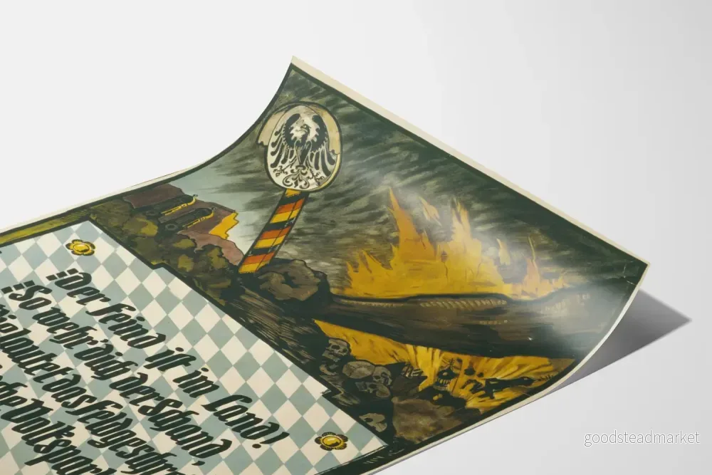 Vintage bayersk poster med knytnäve och kejsarens emblem - Bild 3