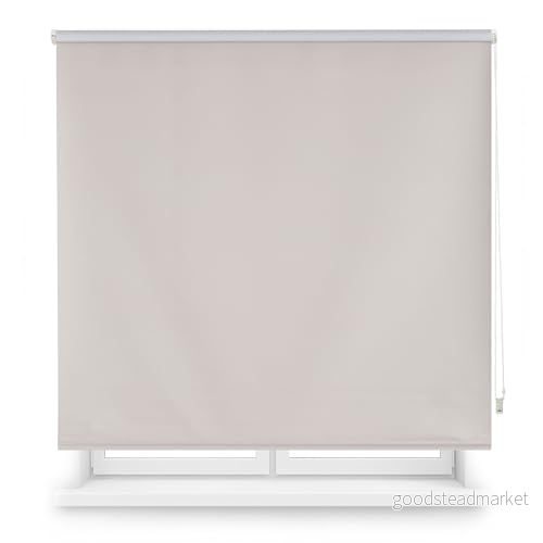 Blindecor Skräddarsydd ogenomskinlig rullgardin grå färg 130 x 230 cm (B H) tygstorlek 127 225 ogenomskinliga rullgardiner för fönster 8434363507432