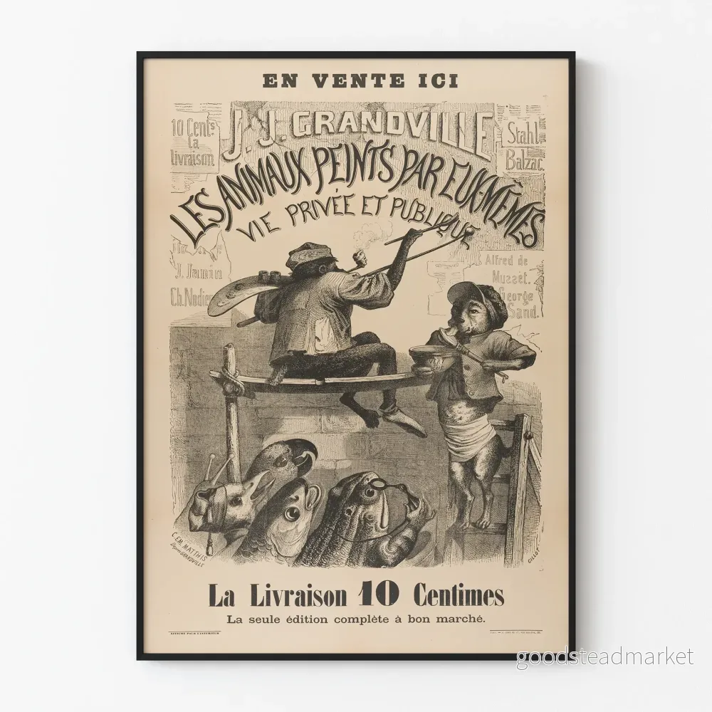 Vintageposter med djuren målade av Plumemes Väggdekoration