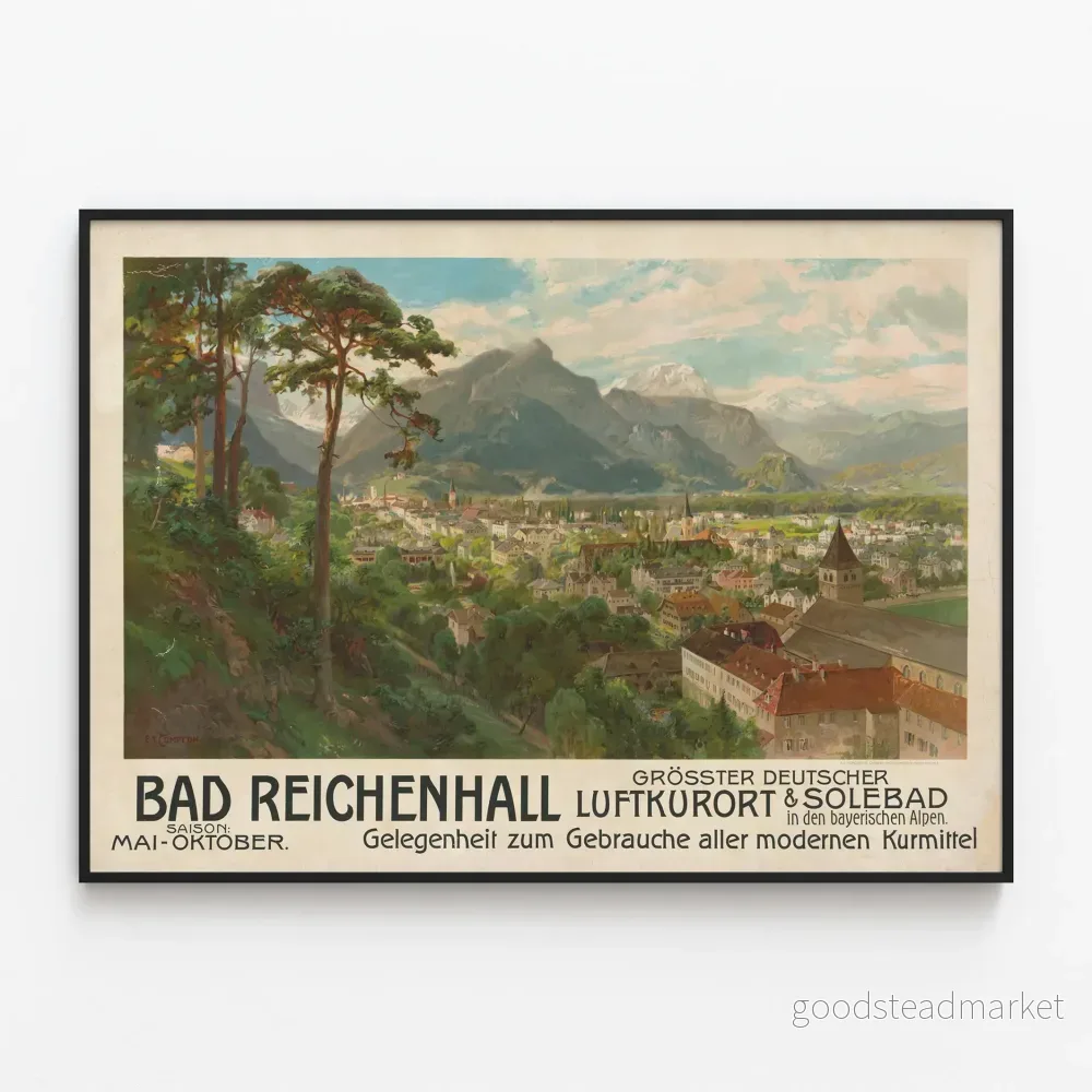 Vintageposter Bad Reichenhall, termalstation och alpina kurorter