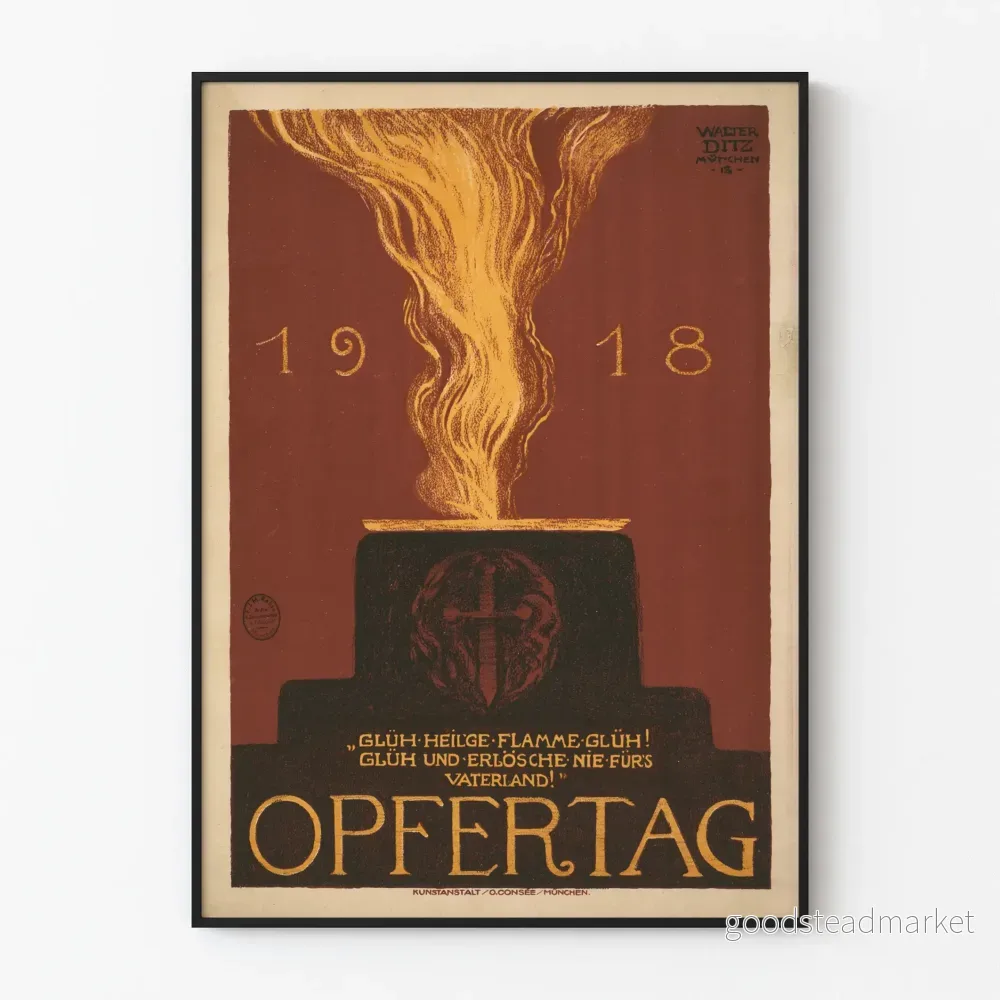 Vintageposter 1918 Opfer Tag historisk väggdekoration