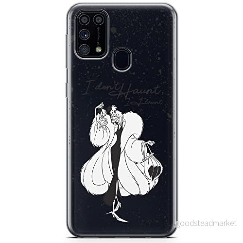 ERT GROUP mobiltelefonfodral för Samsung M31 originalt och officiellt licensierat Disney mönster Cruella and Puppy 001 optimalt anpassad till formen på mobiltelefonen, gedeeltelijk transparant 5904805480249