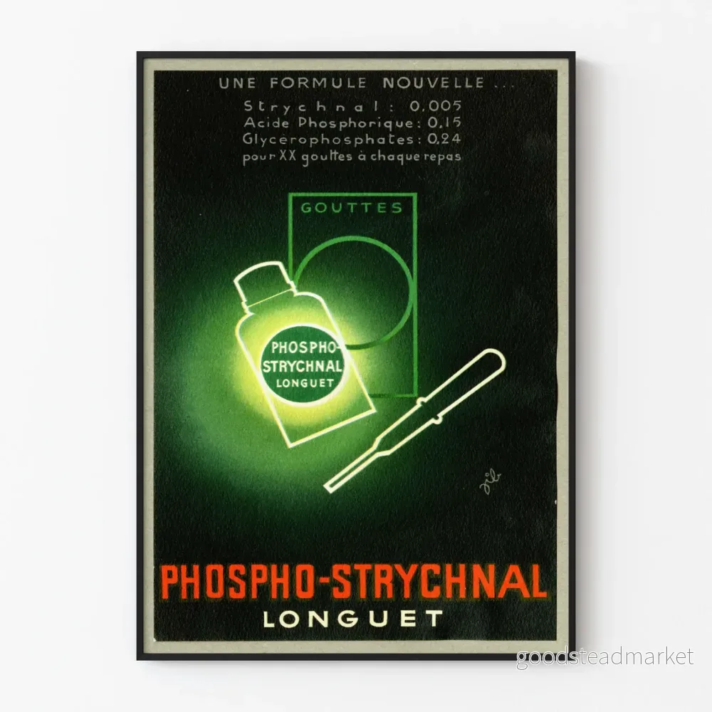 Vintageposter Phospho-Strychnal Longuet - Retro Väggdekoration