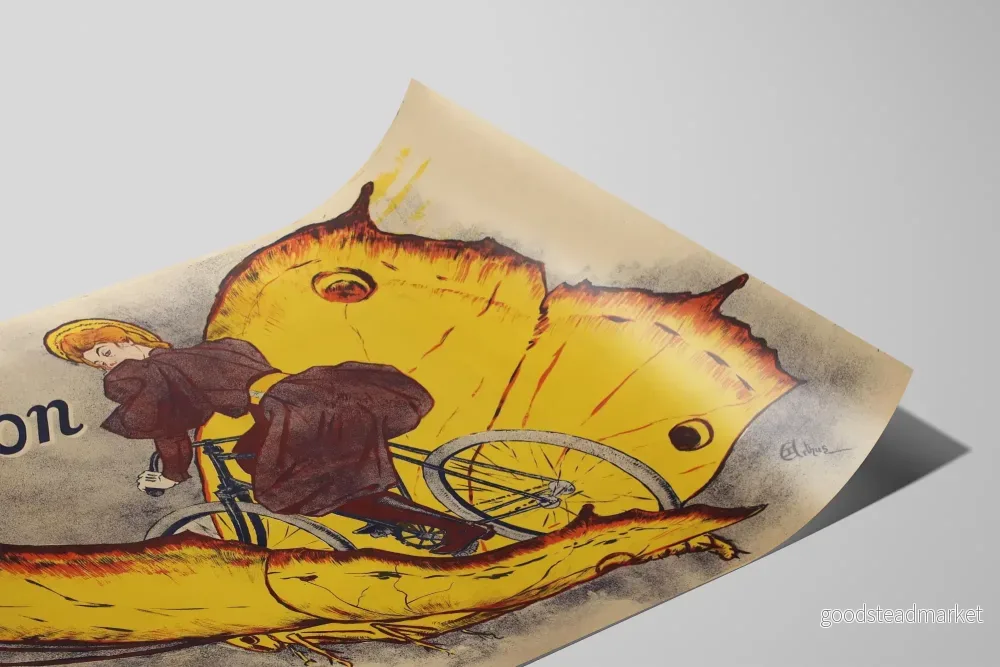 Vintageaffisch med fjäril på cykel - Retro väggdekoration - Bild 2