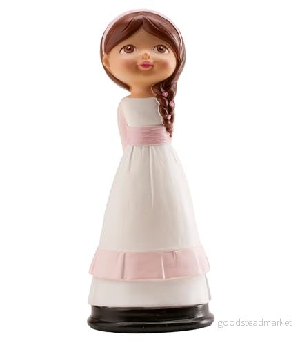 dekora Dekorativ Figur för Första Kommunionen Flicka med Fläta Tillverkad i Harts Tårtdekoration 15 cm Hög Unik och Detaljerad Design Livsmedelssäker 8435035221199