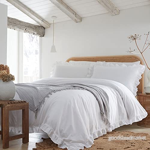 Appletree Loft Cassia Frill 100% bomull påslakanset dubbelsäng i vitt 5056387768694