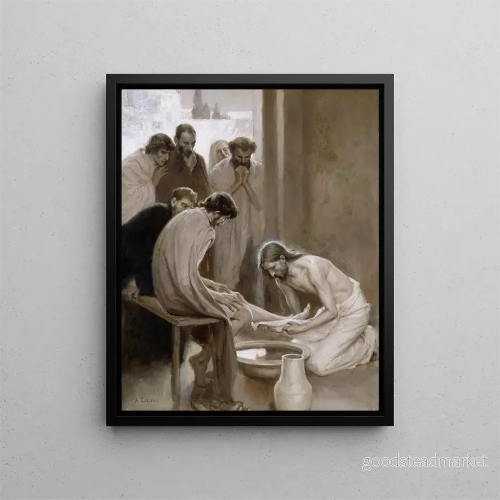 Målning av Jesus som tvättar sina disciple fötter – Albert Edelfelt | Konsttryck
