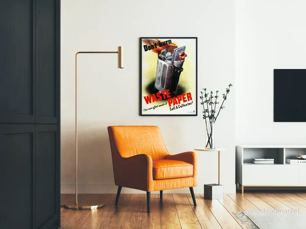 Vintageposter Tänk på att inte kasta det använda papperet Krig - Bild 2