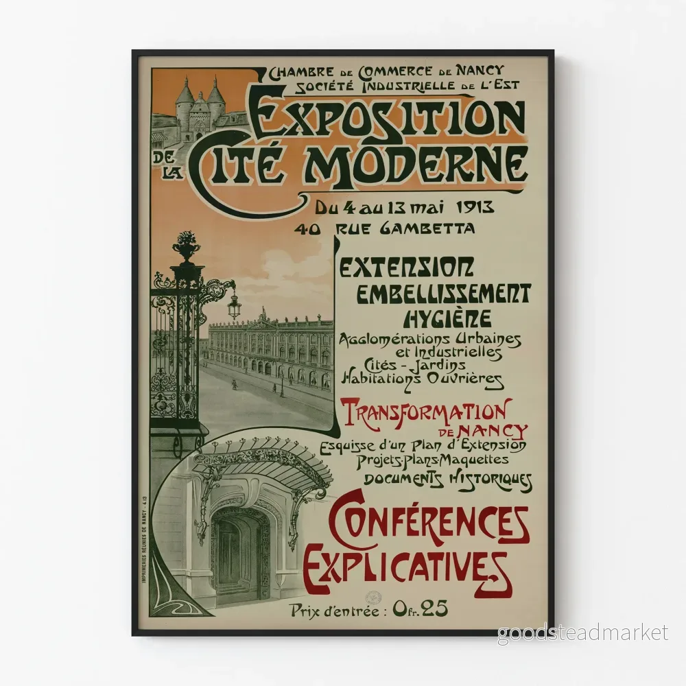 Vintageposter från Modernitetens utställning i Nancy 1913